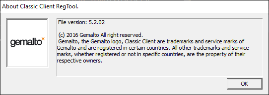 Gemalto Classic Client About Box