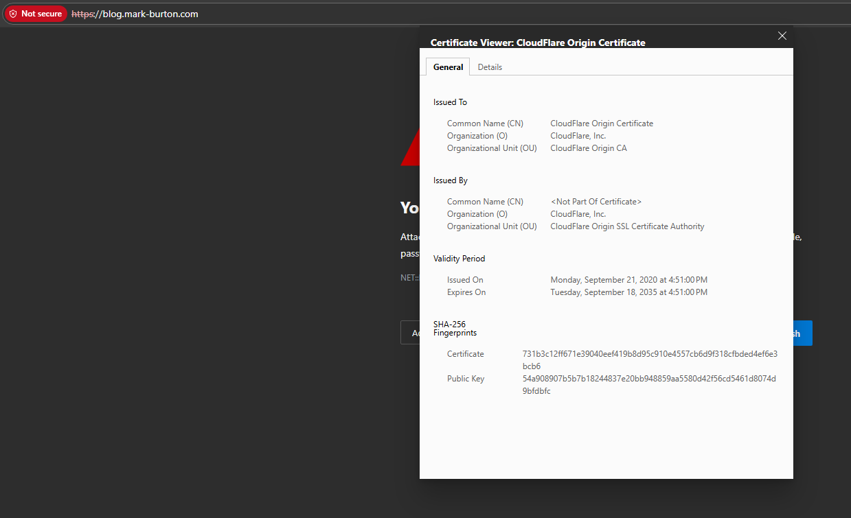 Invalid Certificate Details